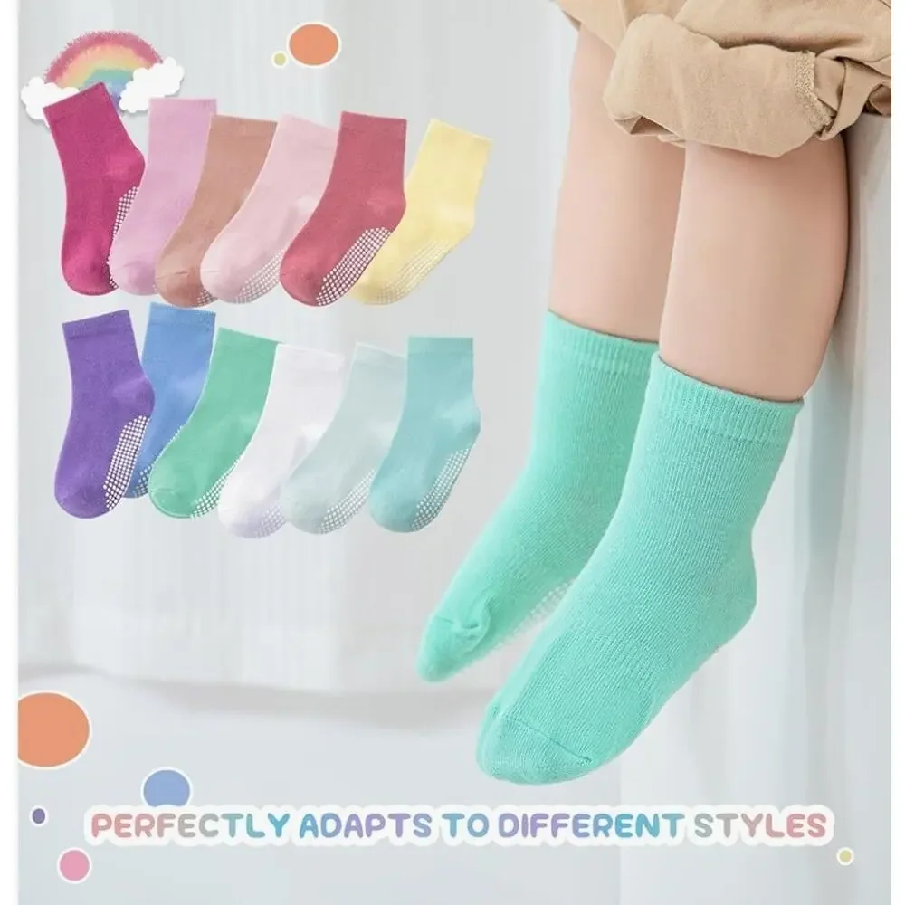 Baby Toddler Socks Grip Non Slip Boys Girls Cotton 12 Pack for Kids Ankle...